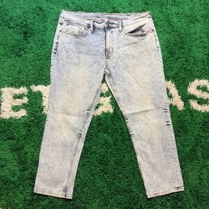 Original Use Mens 40x30 Slim Taper Jeans Light Wash Distressed Denim Casual